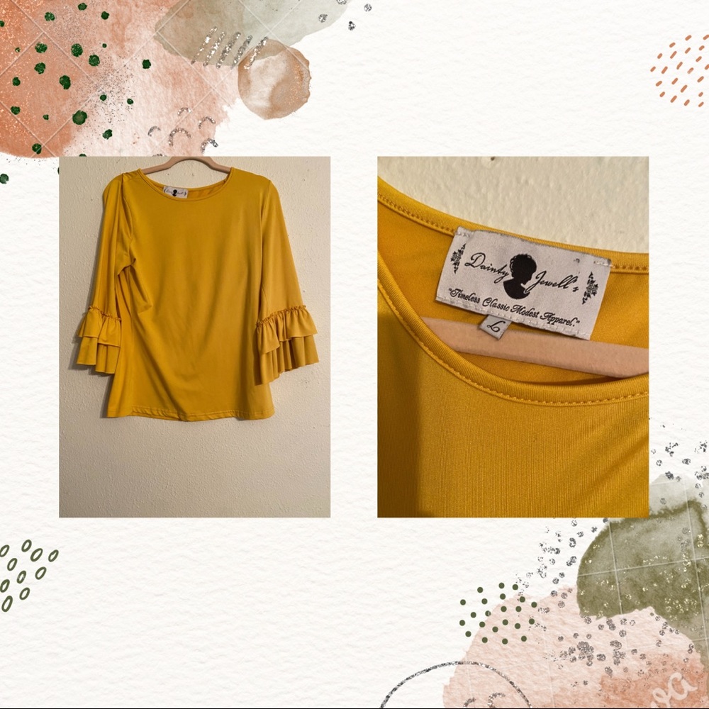 Mustard yellow ruffle top